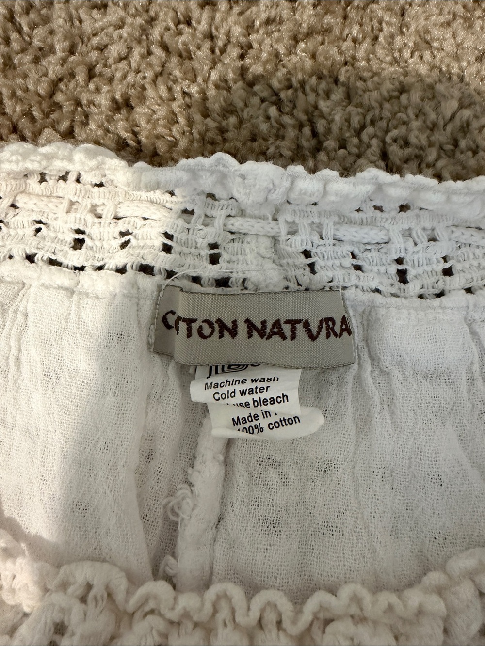 Crocheted Knit Drawstring Shorts - Cream - Picture 3 of 3